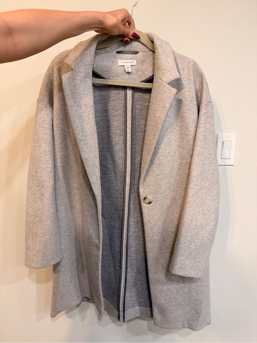 Topshop Light Gray Single-Button Trench-Style Coat